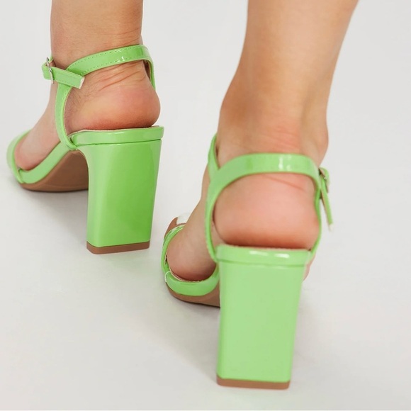 NWT Strappy Block Heeled Sandals - Lime Green - Size 6.5 - Square Toe - Picture 4 of 6